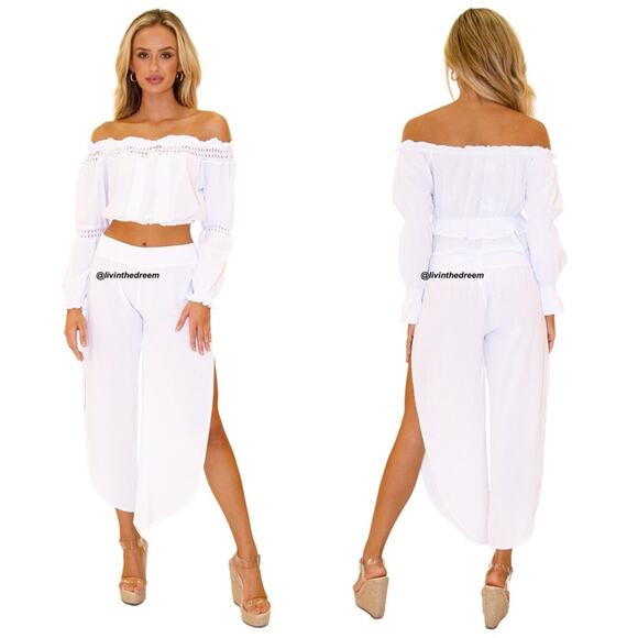 'Sea Spice White 'Azalea' Split Thigh Pants SZ M $45 - Picture 2 of 11